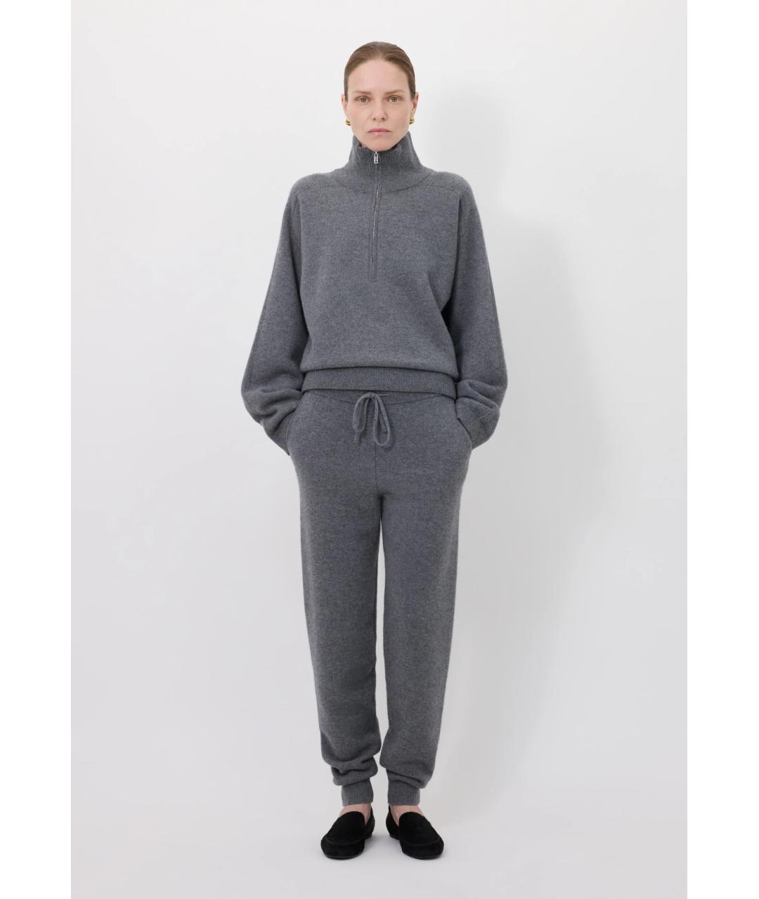 LOULOU DE SAISON Серые кашемировые прямые брюки, фото 2