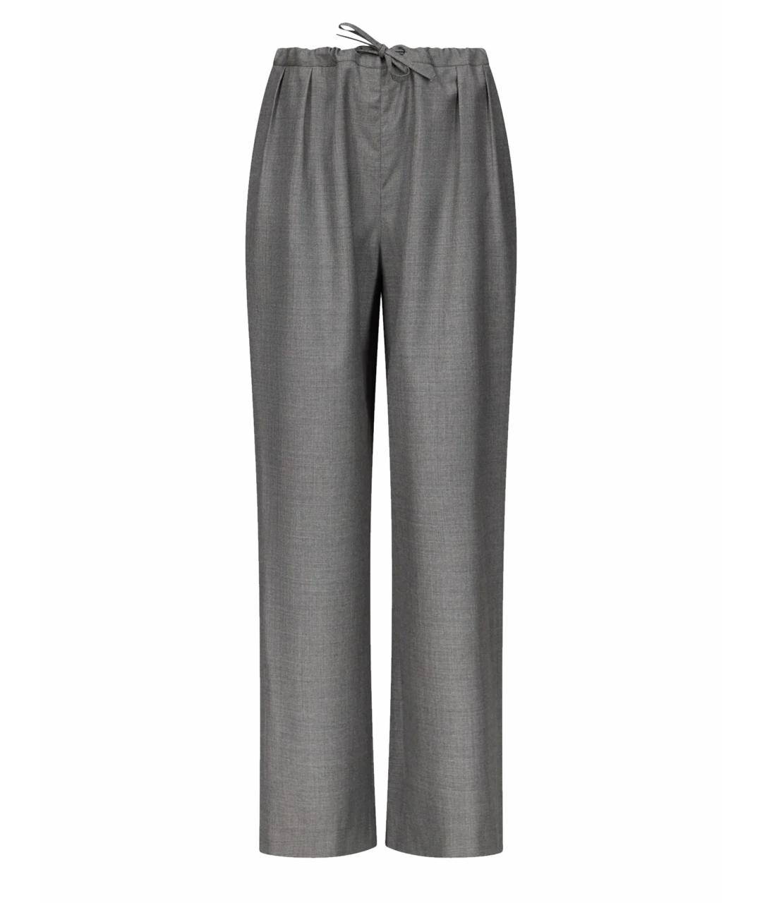 LOULOU DE SAISON Серые шерстяные прямые брюки, фото 1