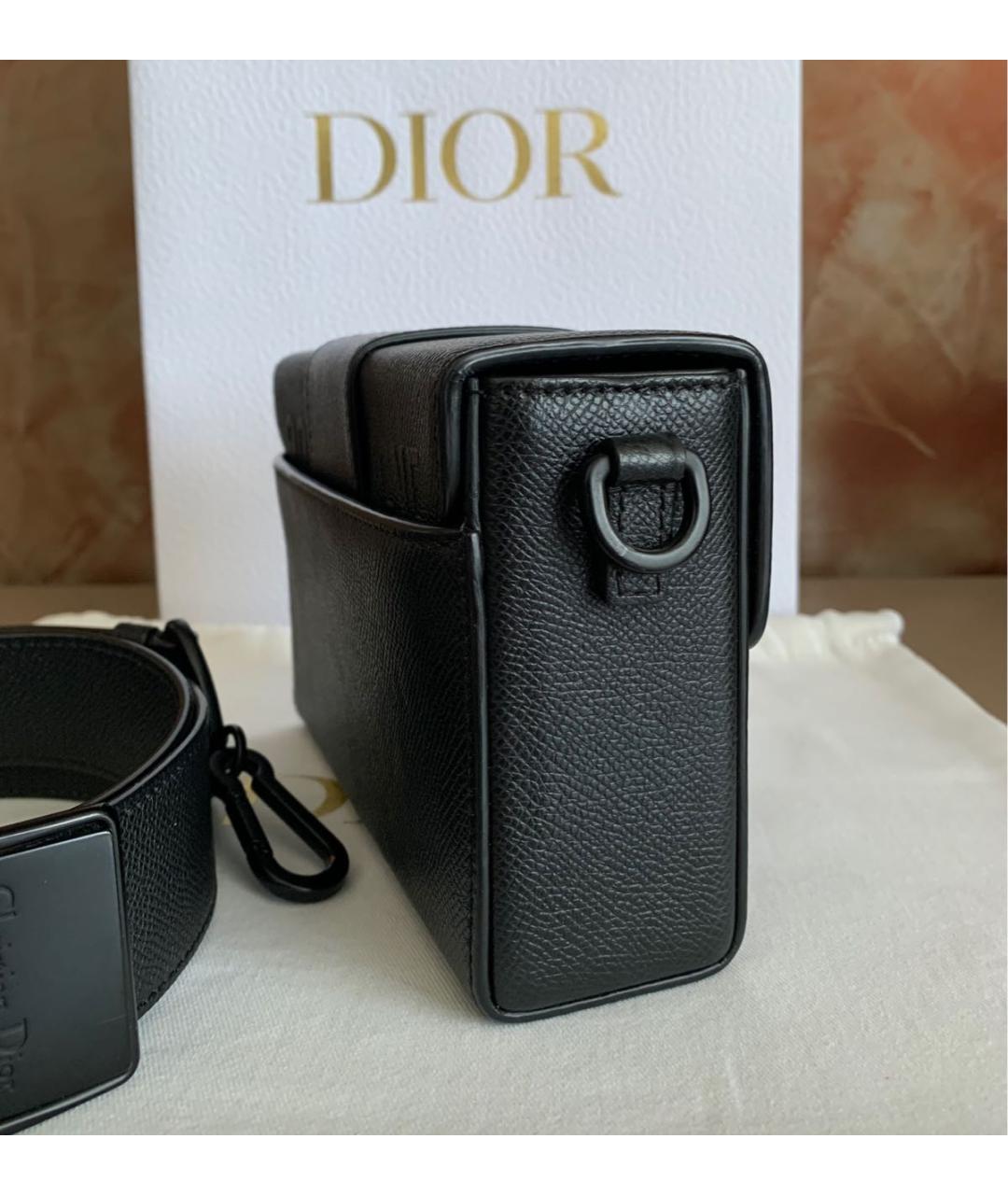 CHRISTIAN DIOR Черная кожаная сумка через плечо, фото 5