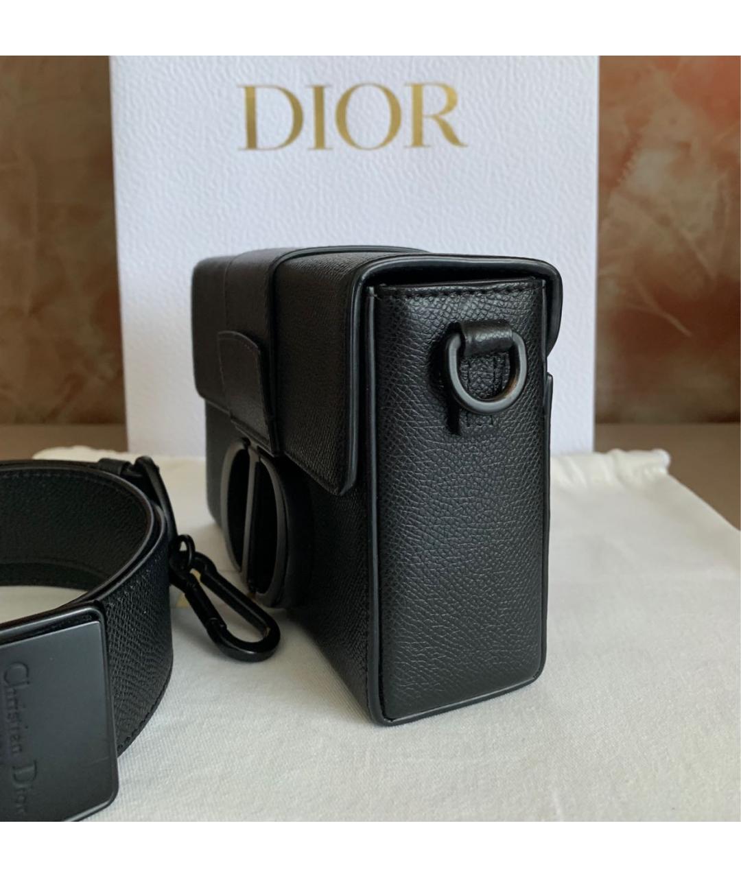 CHRISTIAN DIOR Черная кожаная сумка через плечо, фото 4