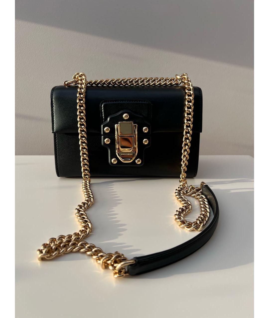 DOLCE&GABBANA Черная кожаная сумка через плечо, фото 9