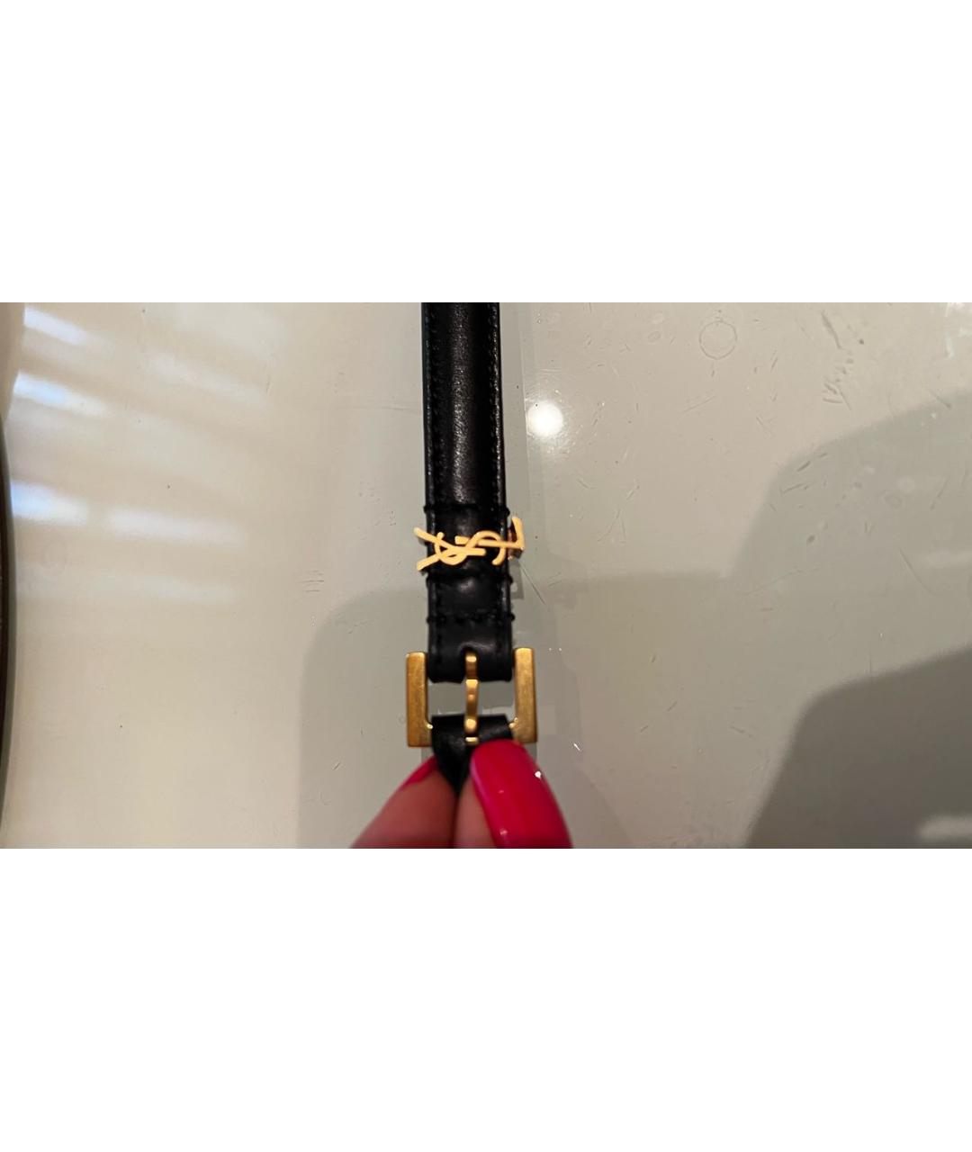 SAINT LAURENT Черный кожаный ремень, фото 2