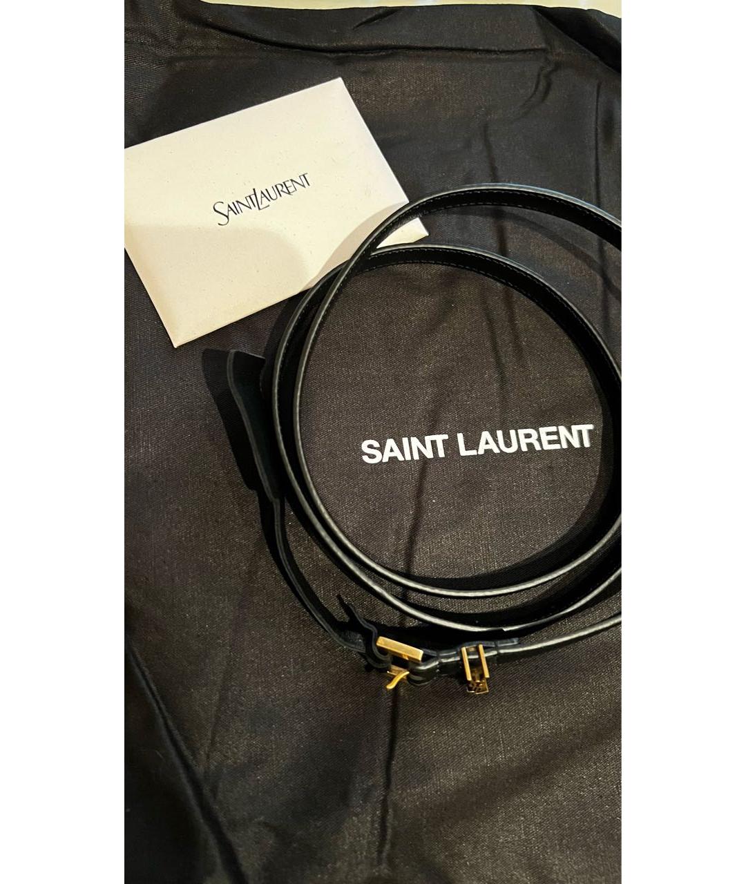 SAINT LAURENT Черный кожаный ремень, фото 4