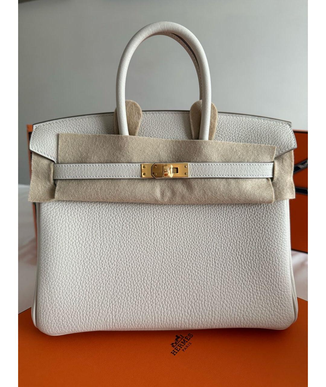 HERMES Бежевая кожаная сумка с короткими ручками, фото 5