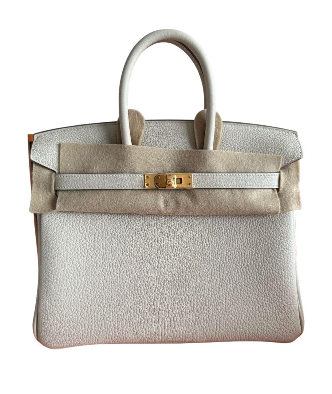 HERMES Бежевая кожаная сумка с короткими ручками, фото 1