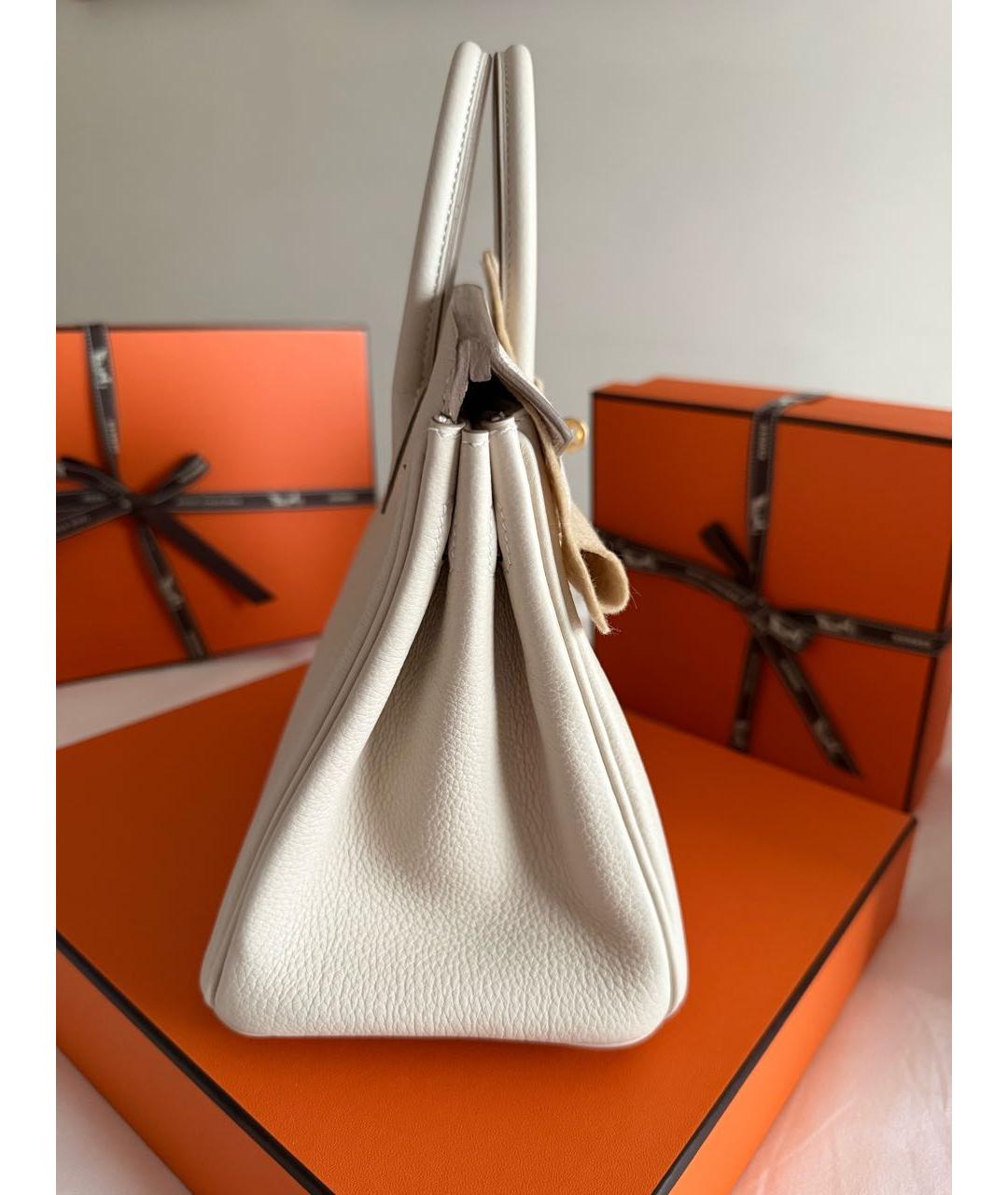 HERMES Бежевая кожаная сумка с короткими ручками, фото 2