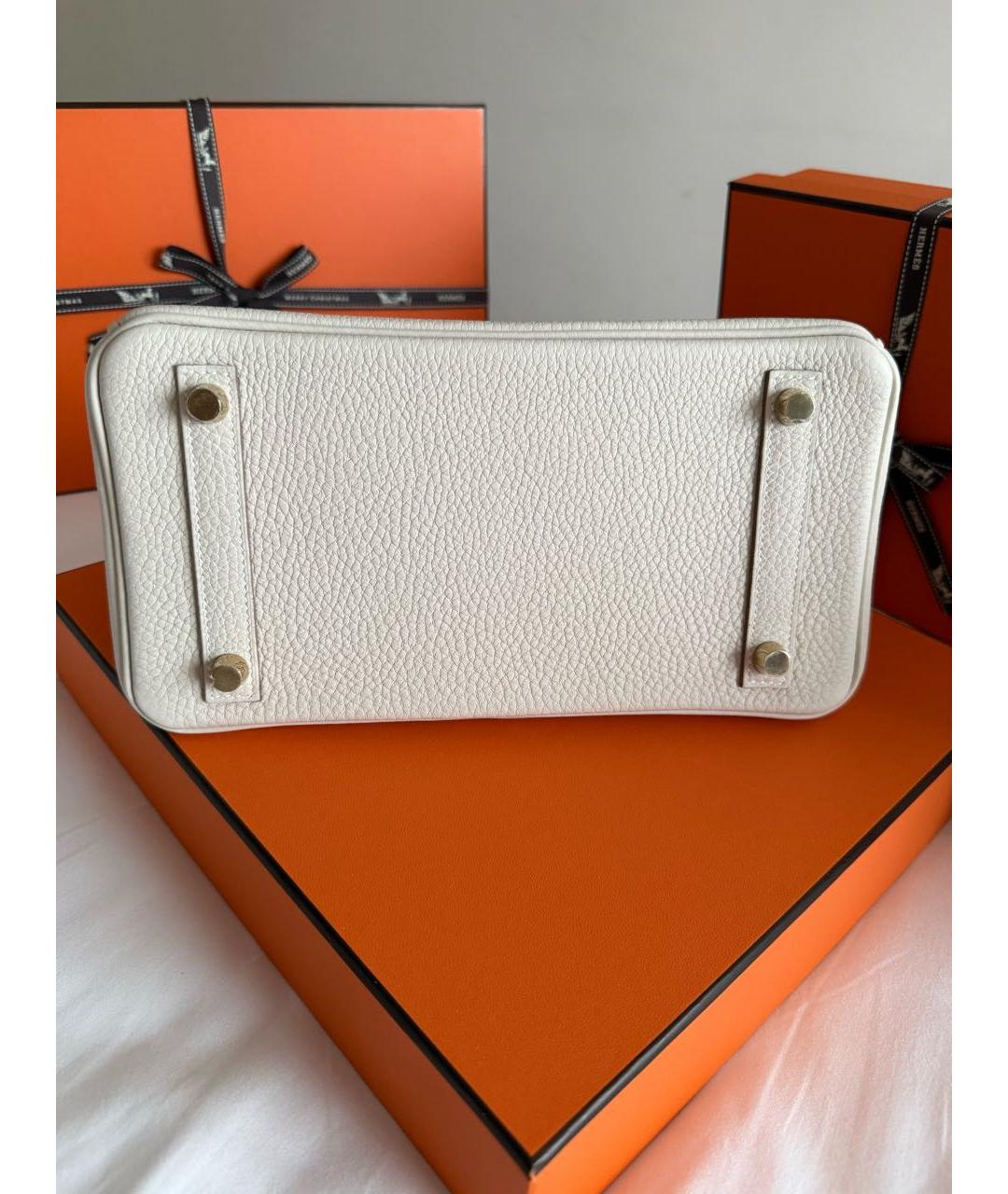 HERMES Бежевая кожаная сумка с короткими ручками, фото 3