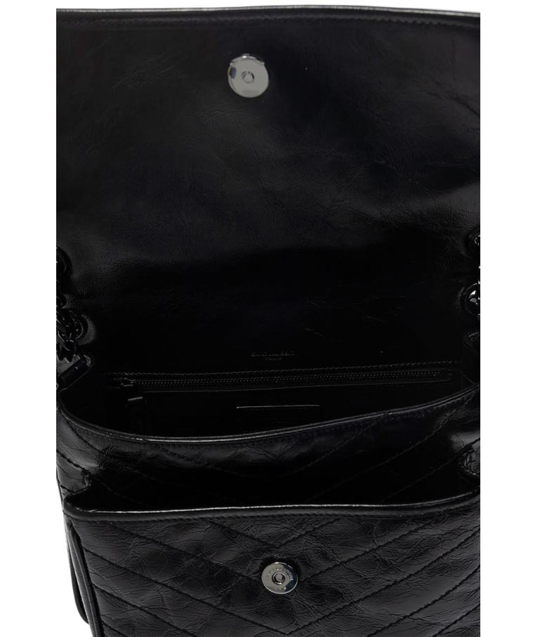 SAINT LAURENT Черная кожаная сумка через плечо, фото 6