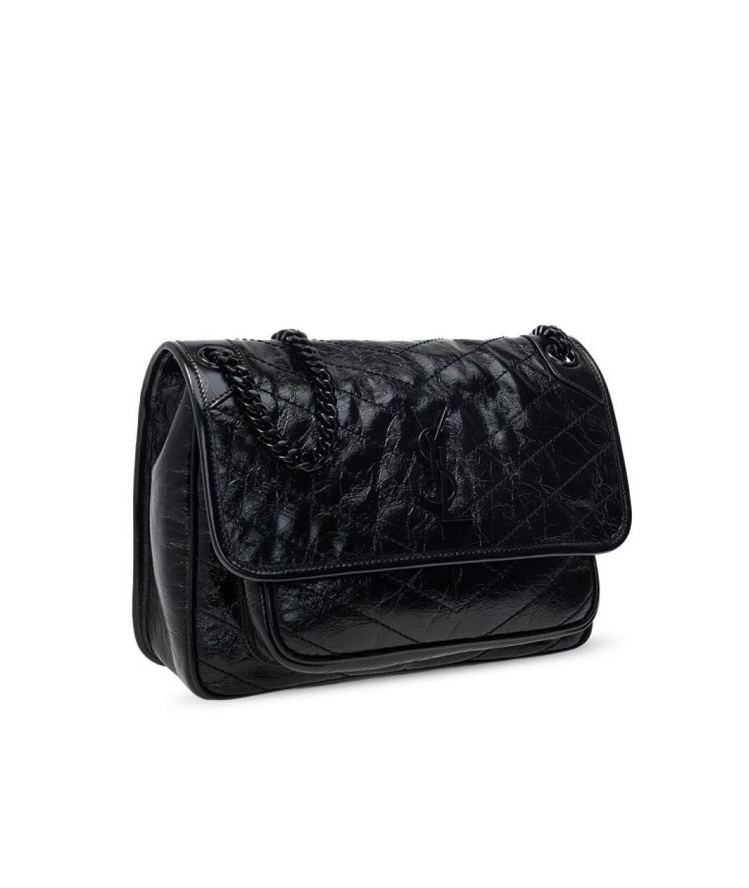 SAINT LAURENT Черная кожаная сумка через плечо, фото 5