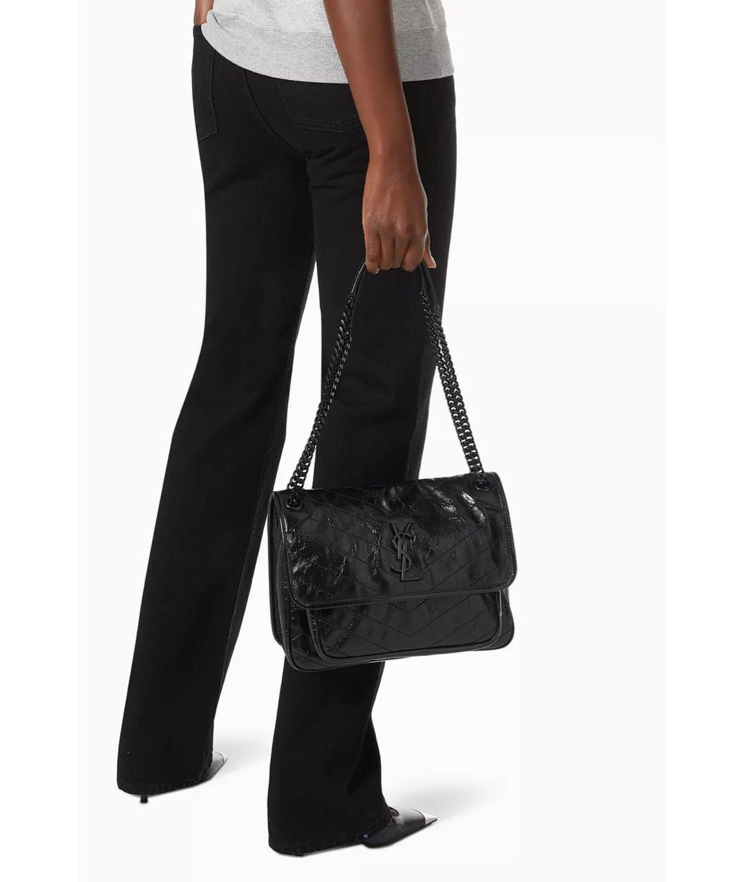 SAINT LAURENT Черная кожаная сумка через плечо, фото 7