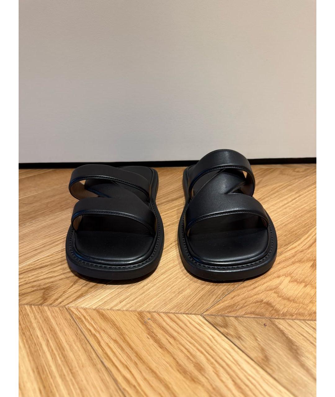 BOTTEGA VENETA Черные кожаные шлепанцы, фото 2