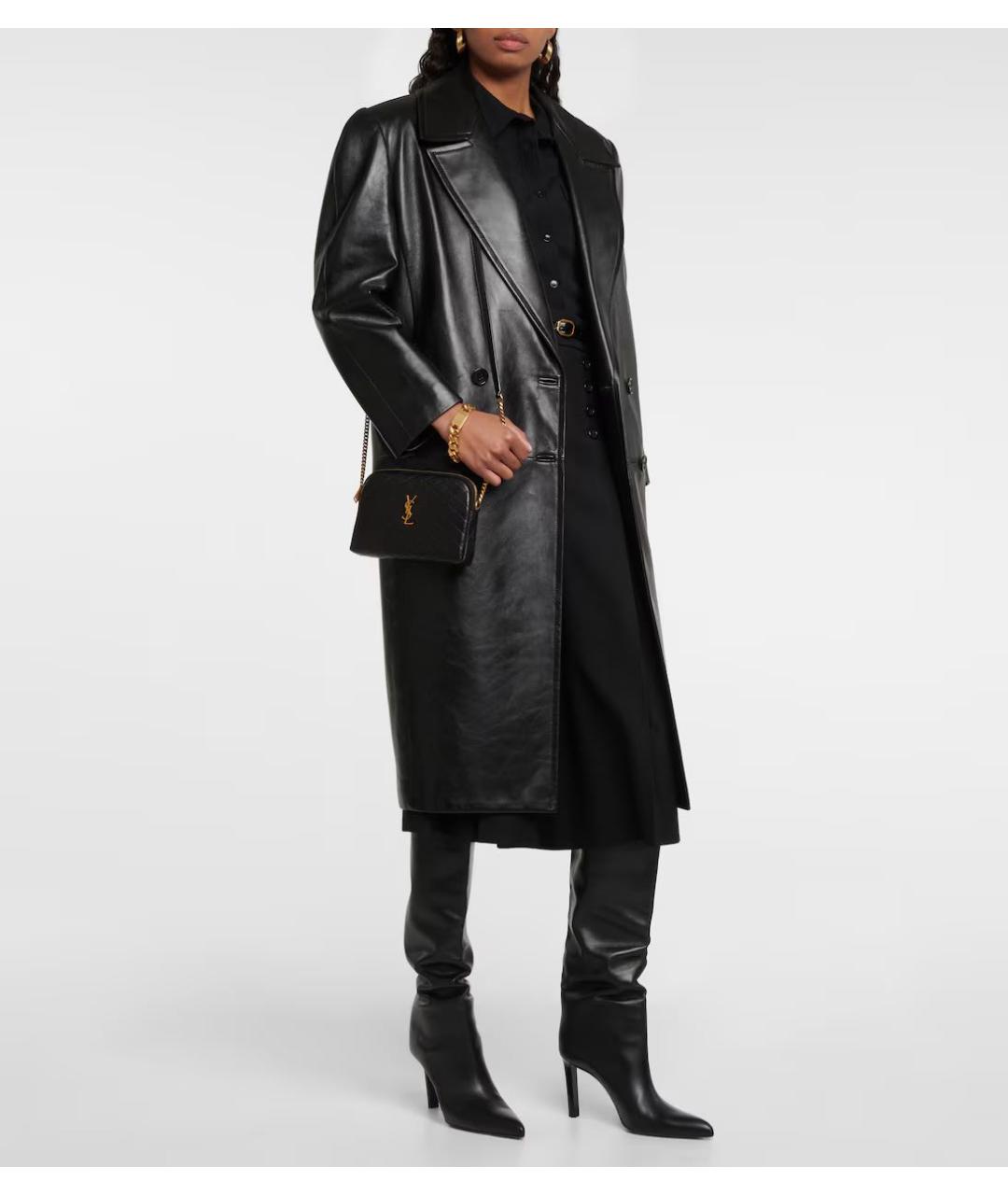 SAINT LAURENT Черная кожаная сумка через плечо, фото 2