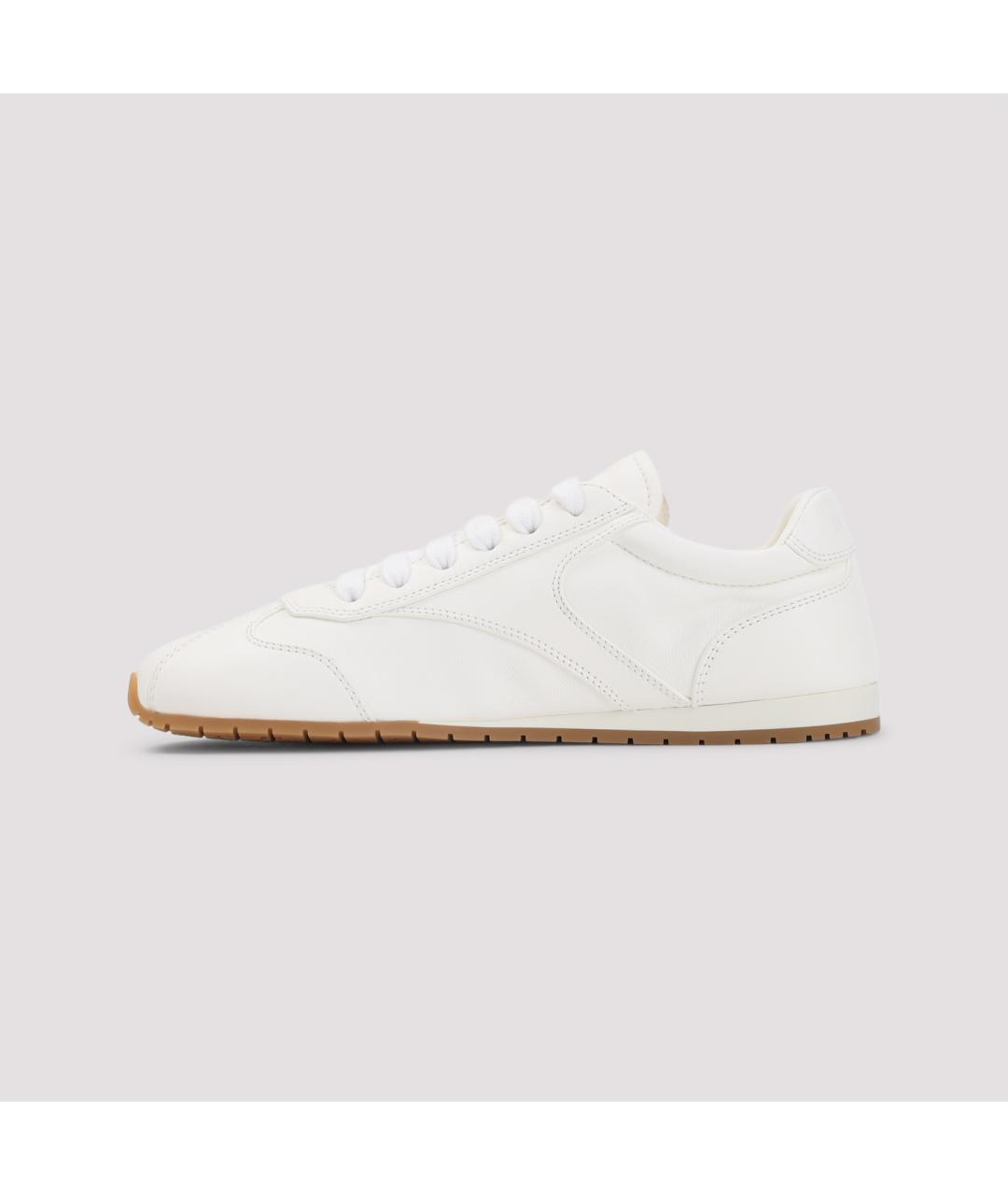 PRADA Бежевые кожаные кроссовки, фото 4