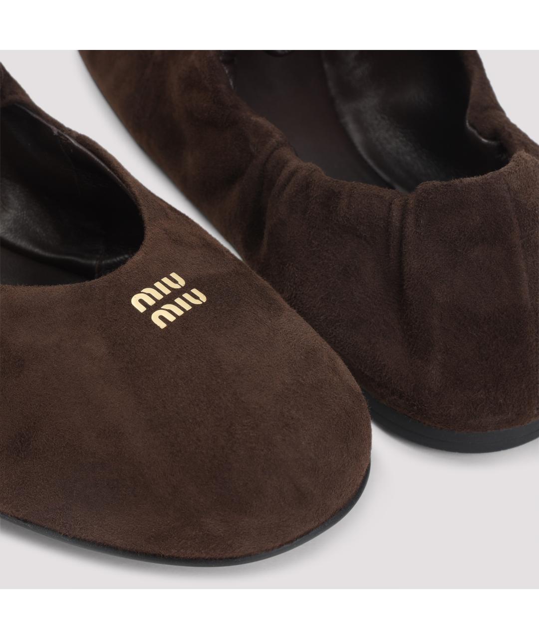 MIU MIU Коричневые замшевые балетки, фото 6