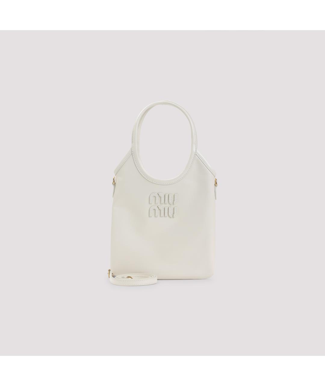 MIU MIU Белая кожаная сумка тоут, фото 3