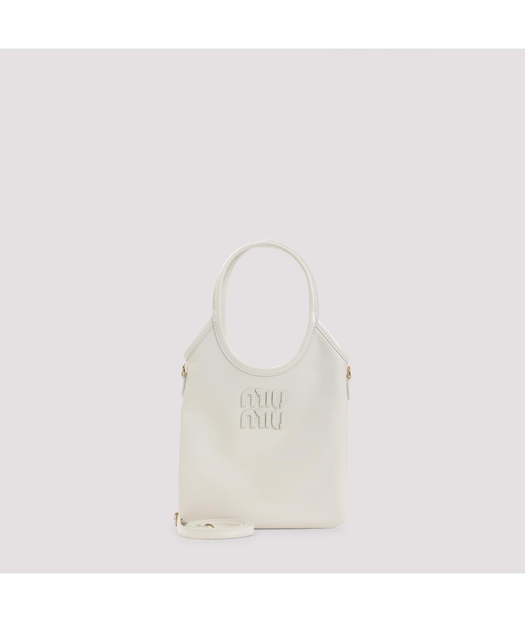 MIU MIU Белая кожаная сумка тоут, фото 2