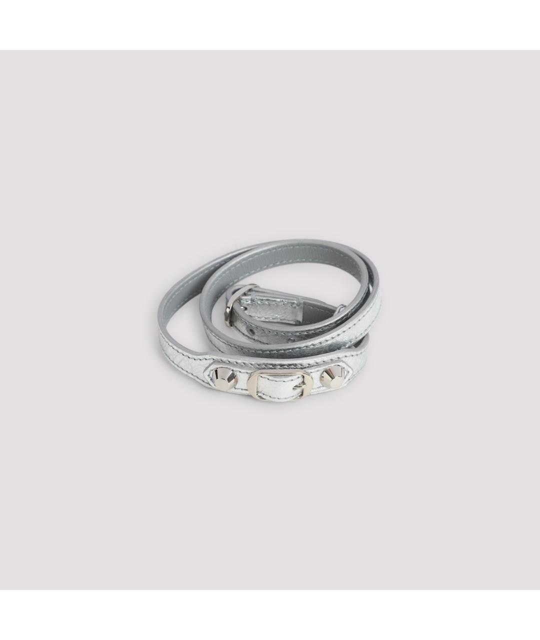 BALENCIAGA Серебрянный кожаный браслет, фото 2