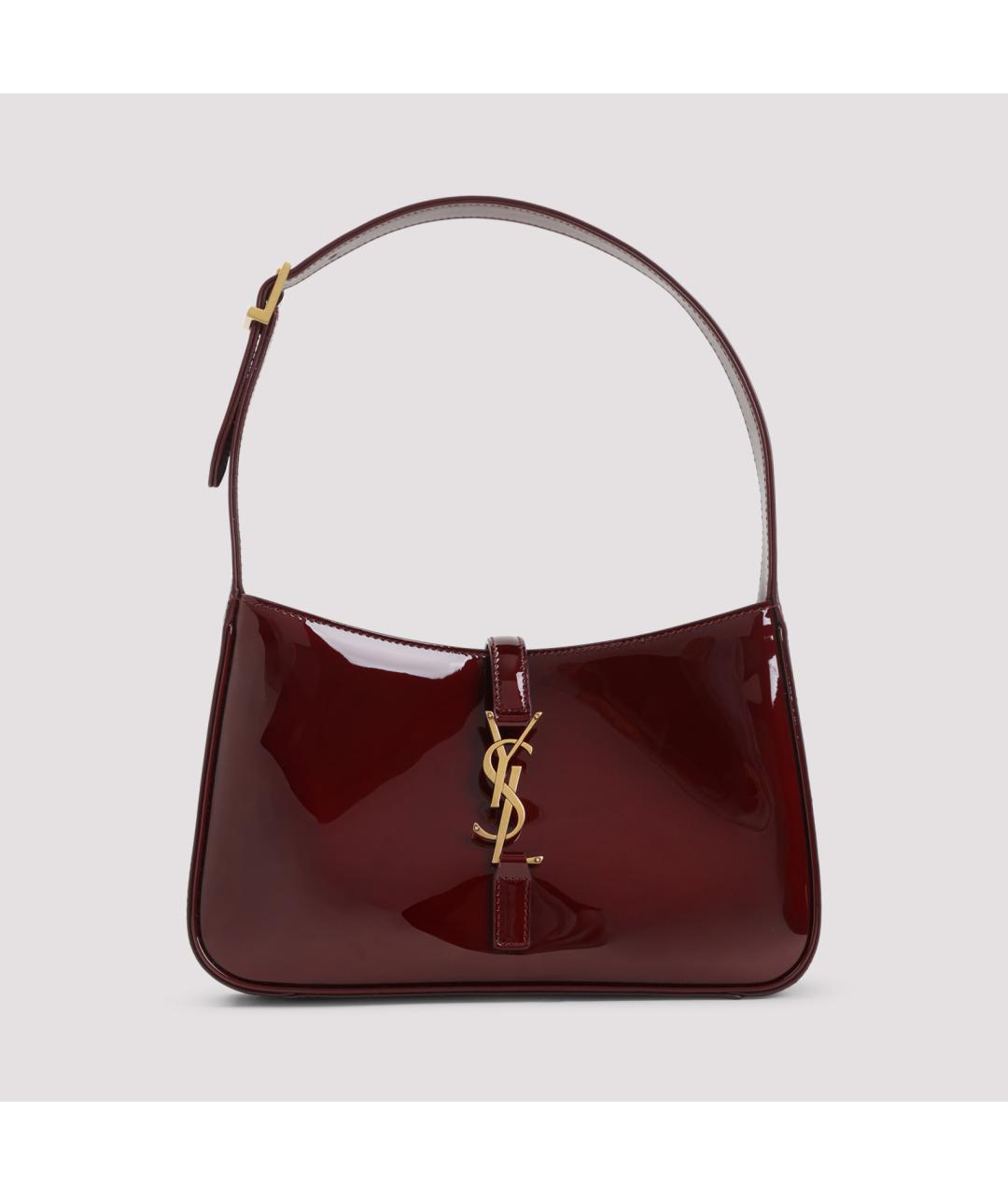 SAINT LAURENT Бордовая сумка через плечо из лакированной кожи, фото 3