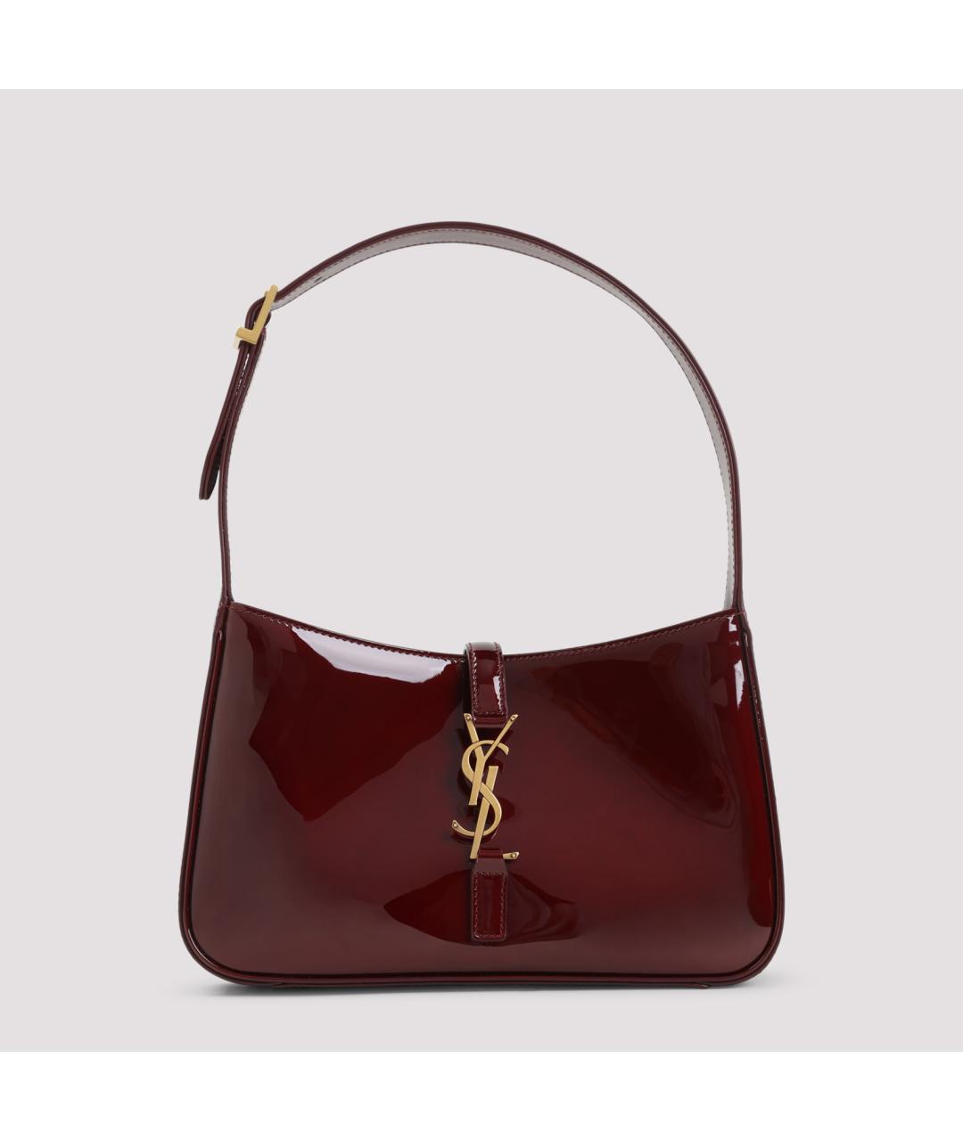 SAINT LAURENT Бордовая сумка через плечо из лакированной кожи, фото 2
