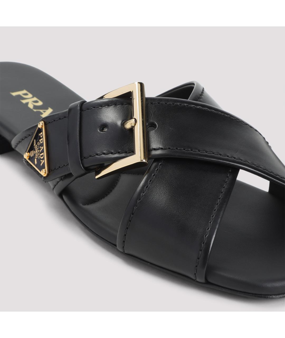 PRADA Черные кожаные шлепанцы, фото 6