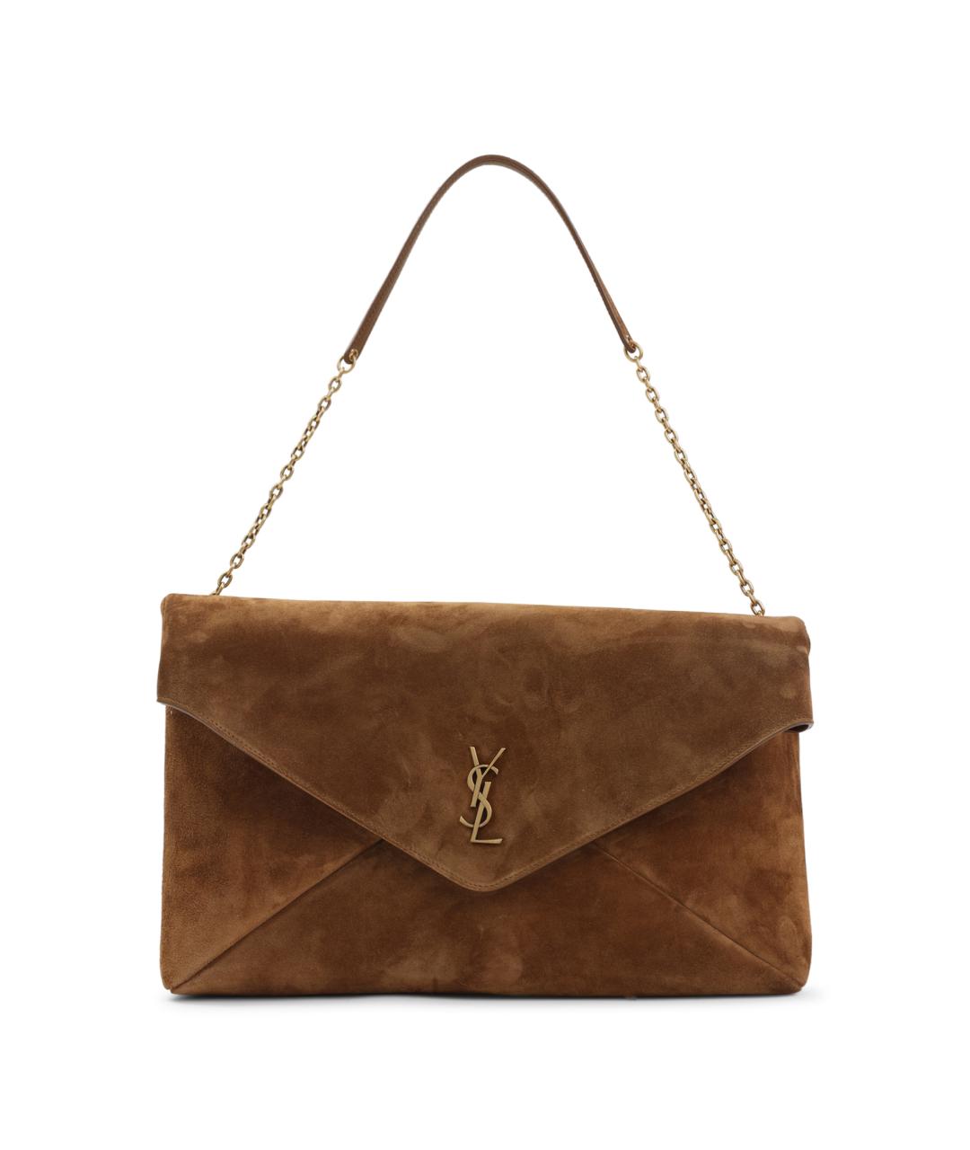 SAINT LAURENT Коричневая замшевая сумка через плечо, фото 1