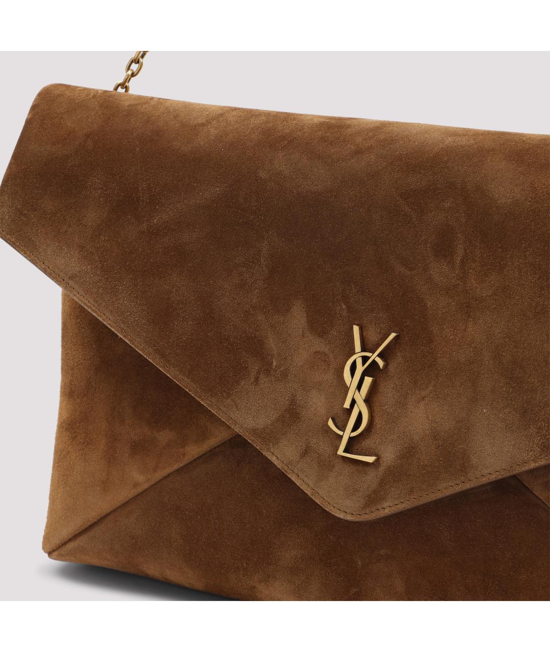 SAINT LAURENT Коричневая замшевая сумка через плечо, фото 5