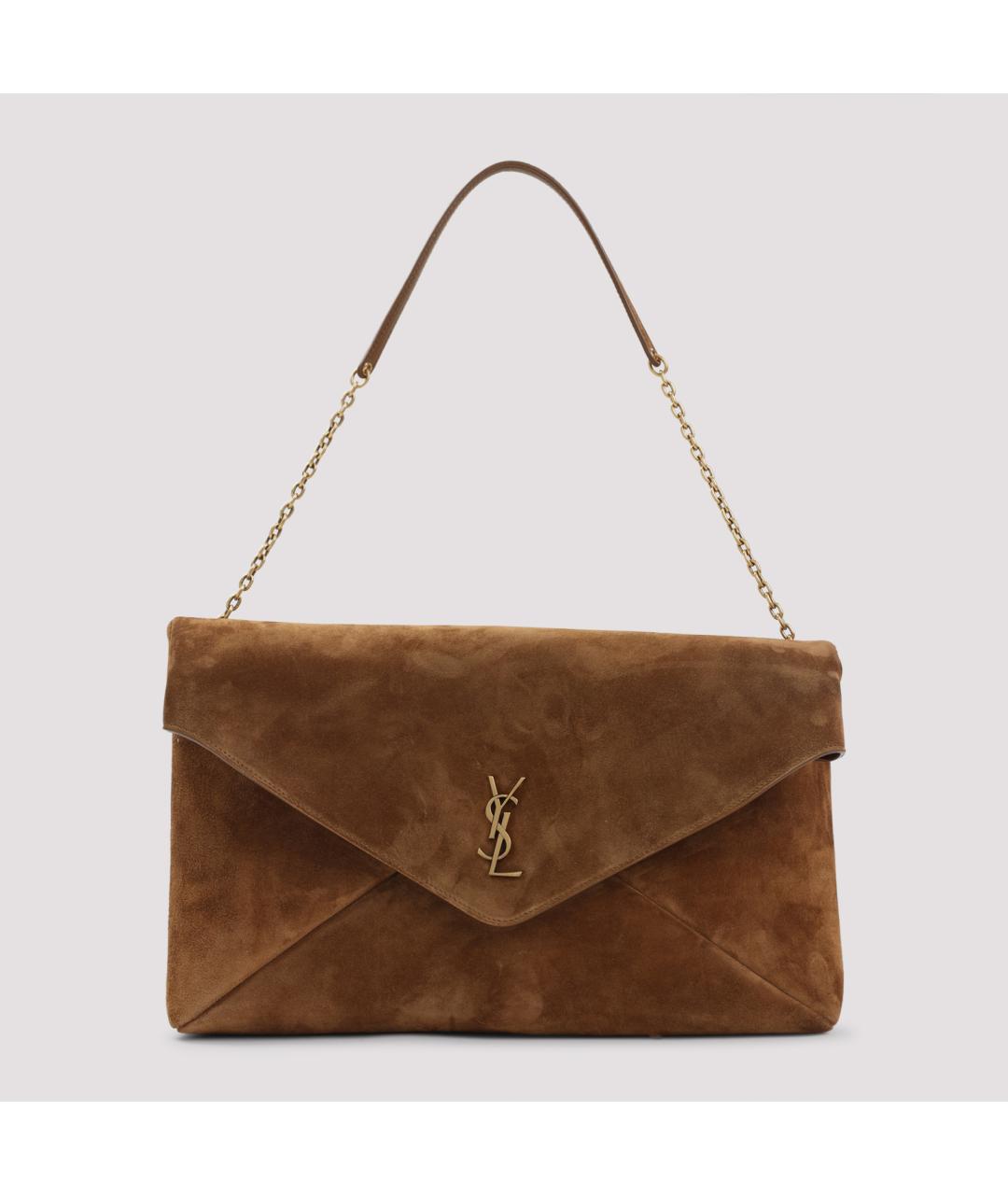 SAINT LAURENT Коричневая замшевая сумка через плечо, фото 3
