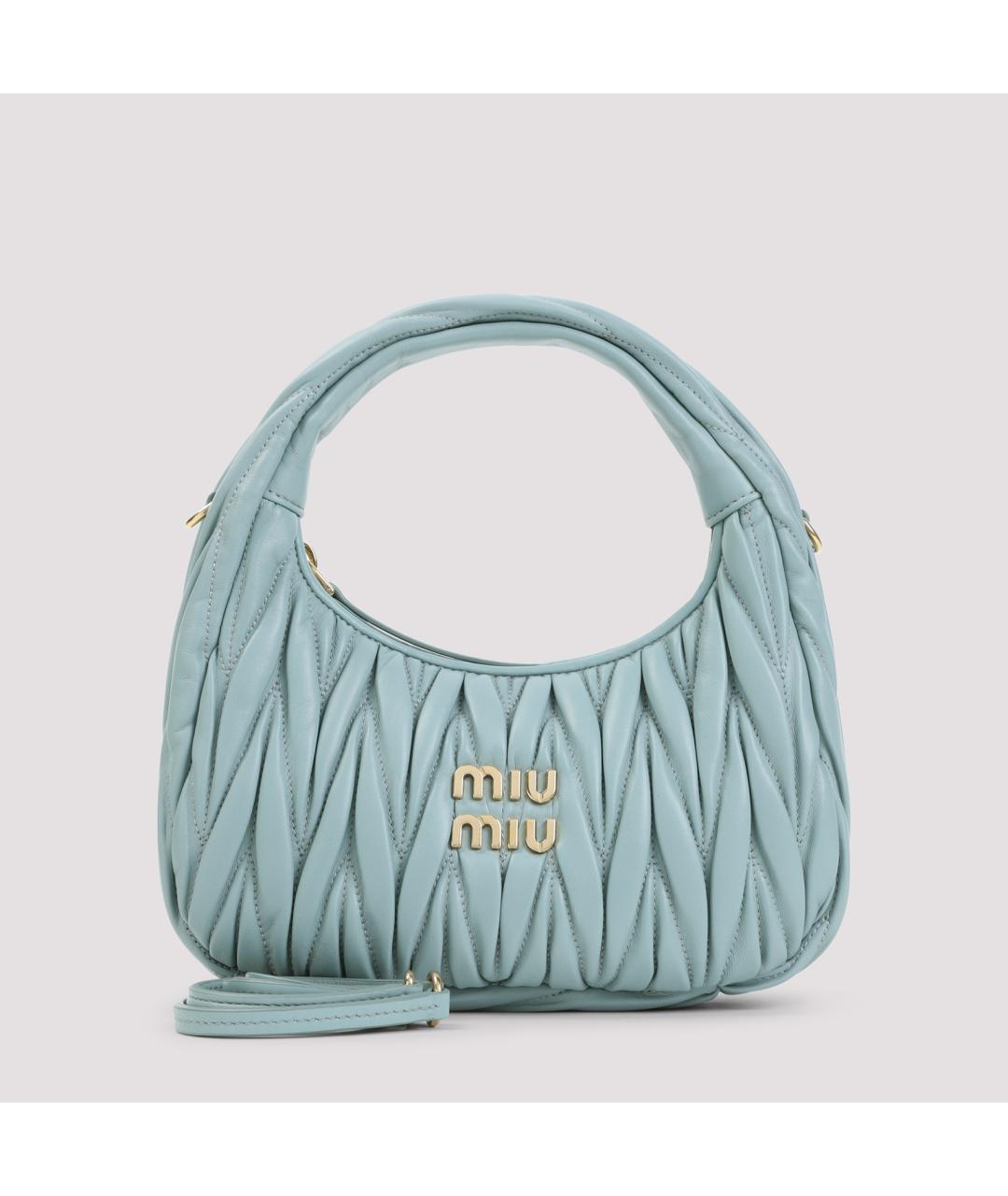 MIU MIU Голубая кожаная сумка тоут, фото 2