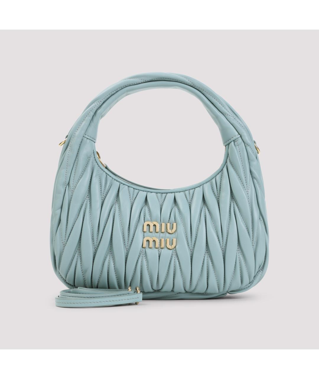 MIU MIU Голубая кожаная сумка тоут, фото 3