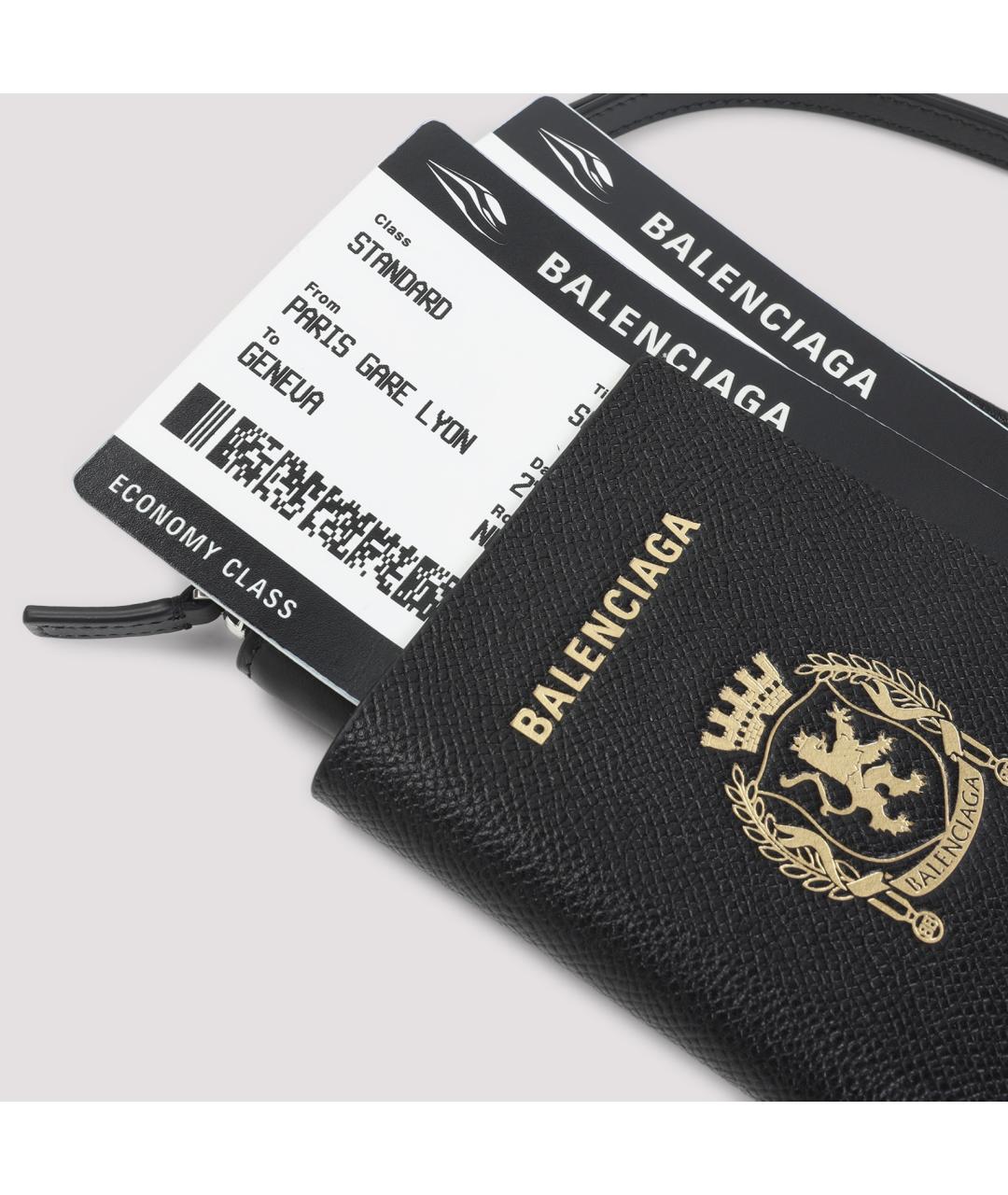 BALENCIAGA Черный кожаный кошелек, фото 5