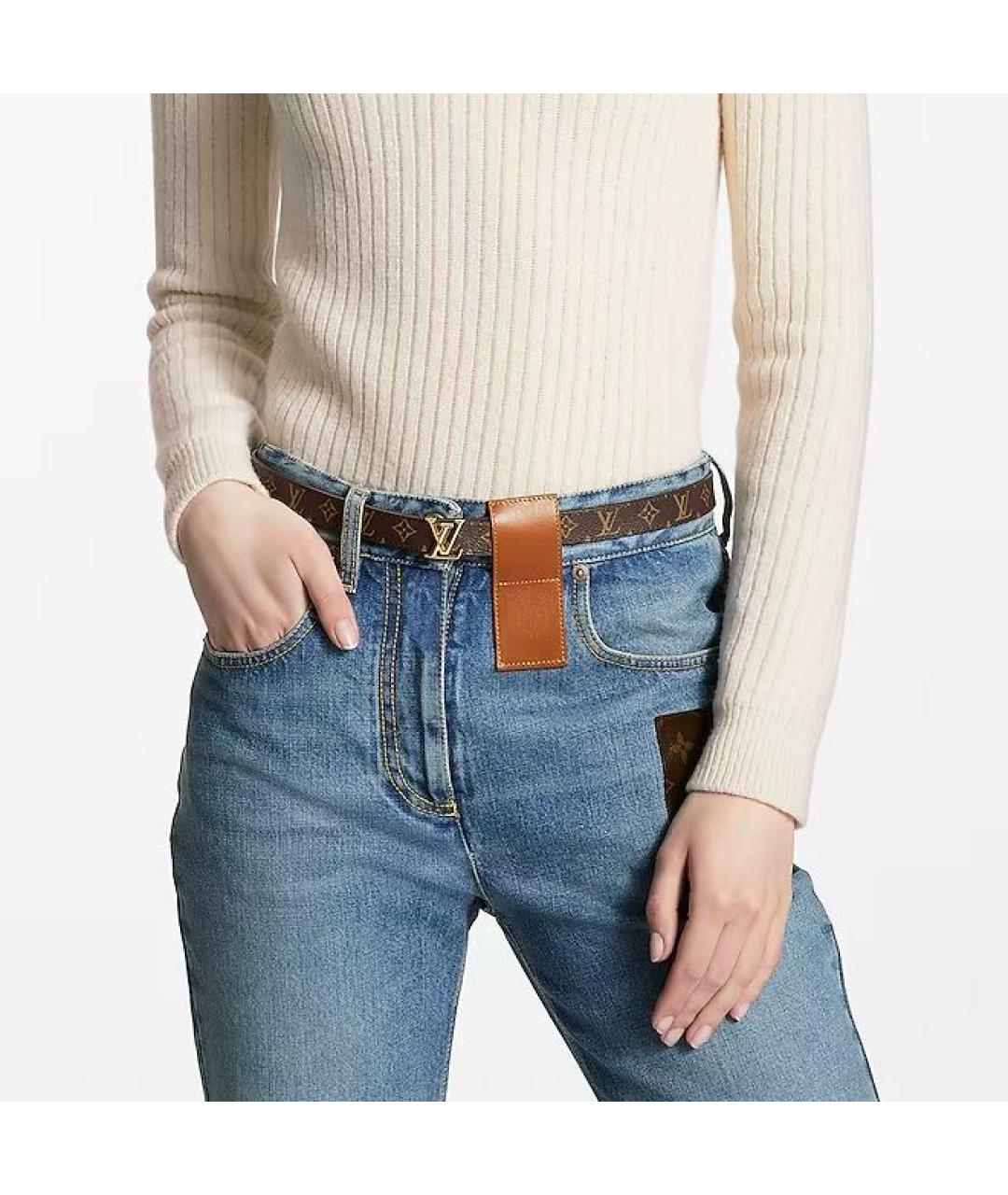 LOUIS VUITTON Коричневый кожаный ремень, фото 5