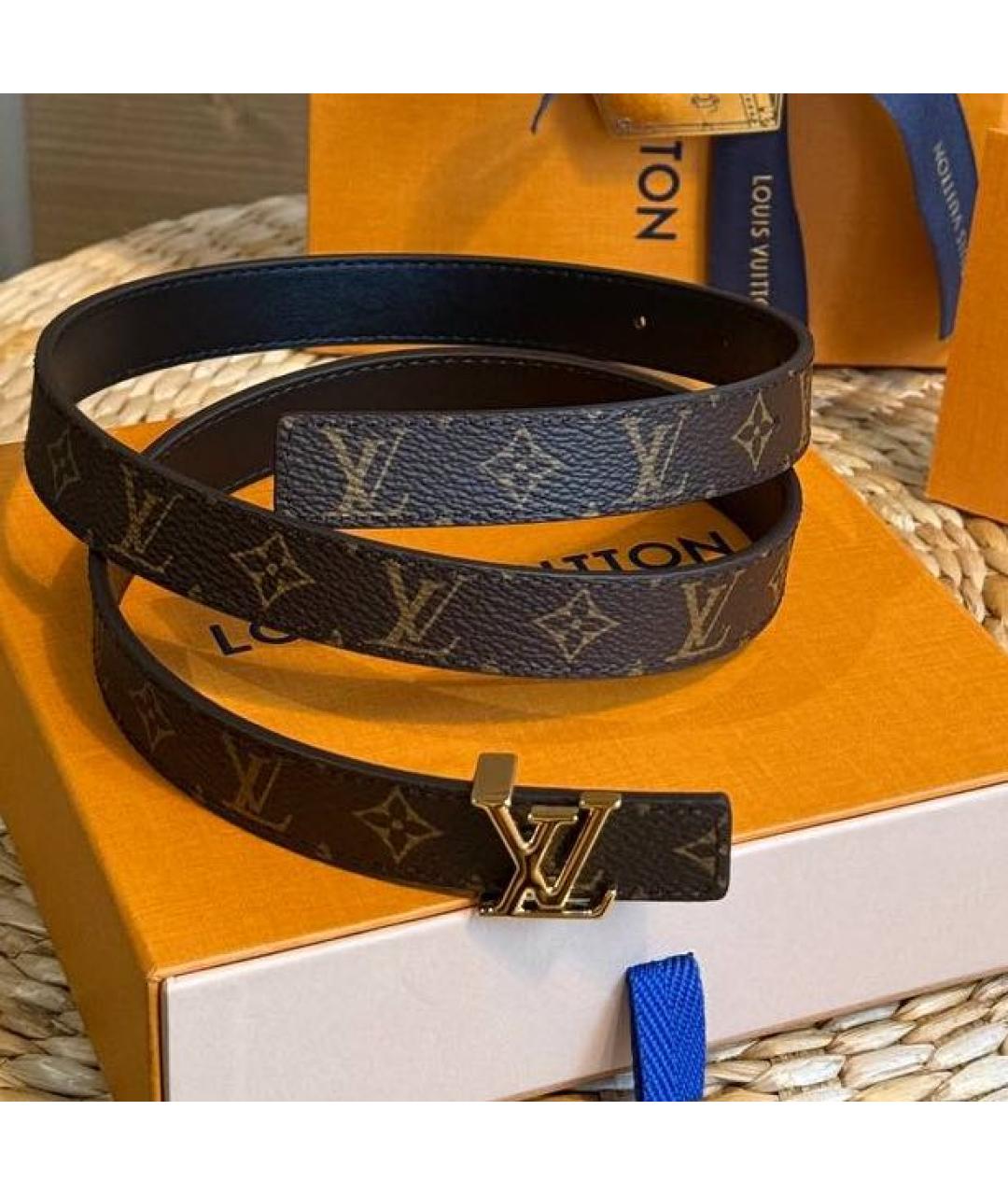 LOUIS VUITTON Коричневый кожаный ремень, фото 4