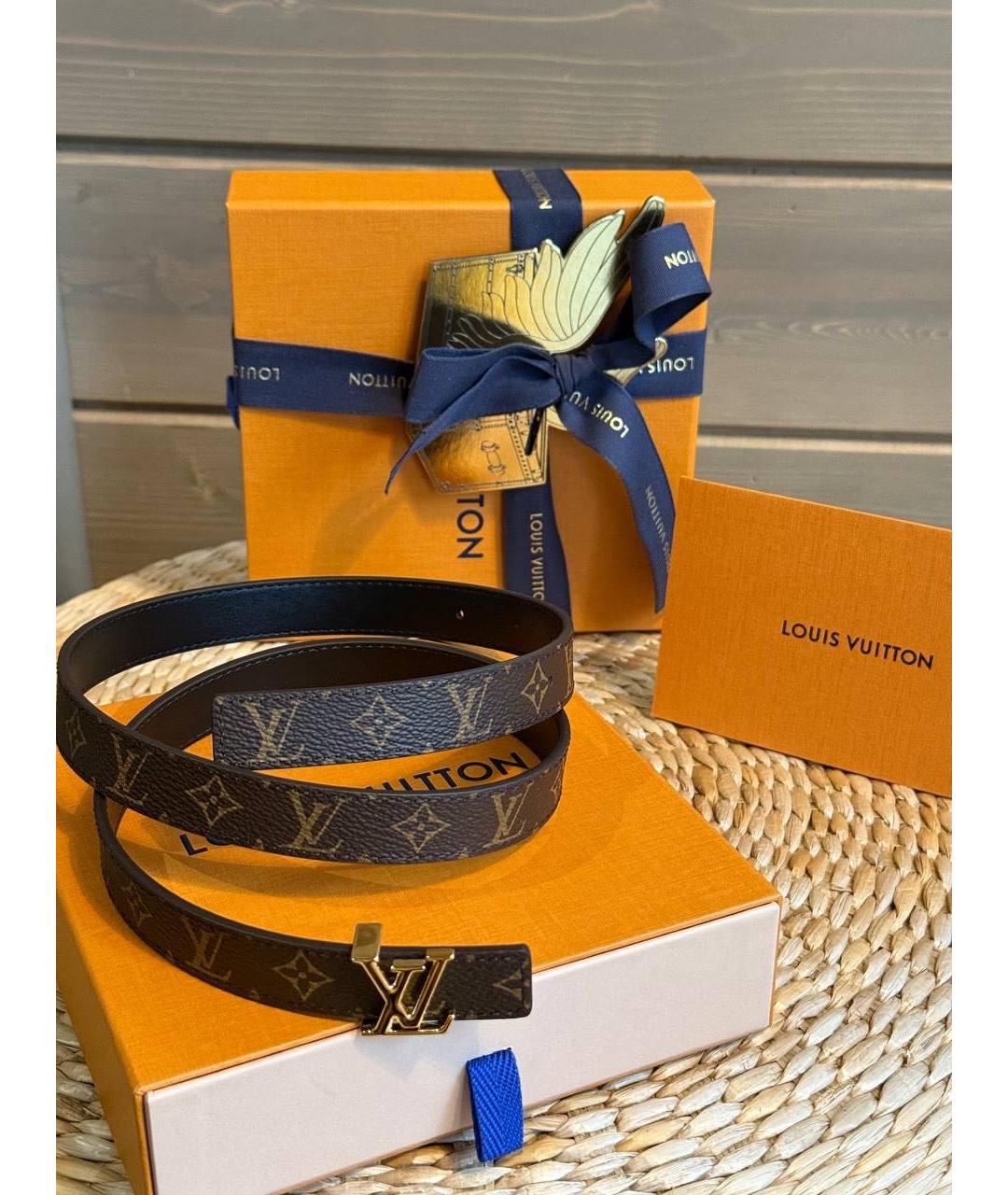 LOUIS VUITTON Коричневый кожаный ремень, фото 2