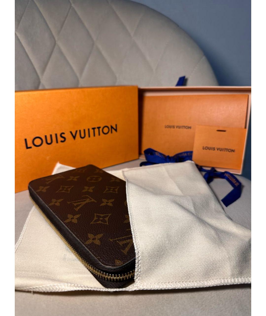 LOUIS VUITTON Коричневый кожаный кошелек, фото 5