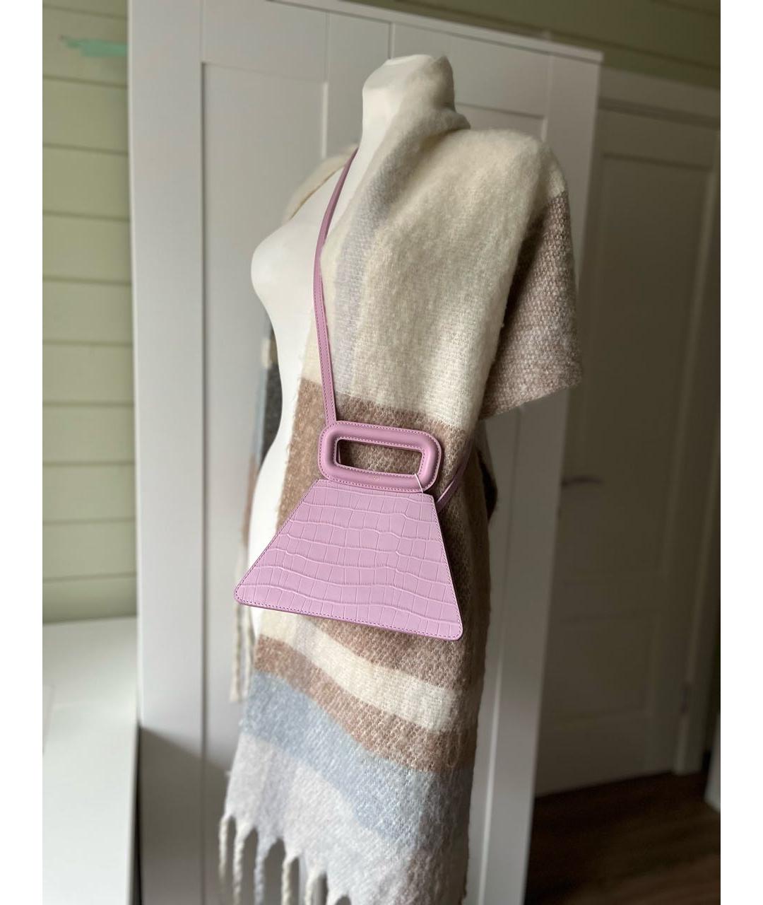 MAJE Розовая кожаная сумка с короткими ручками, фото 8