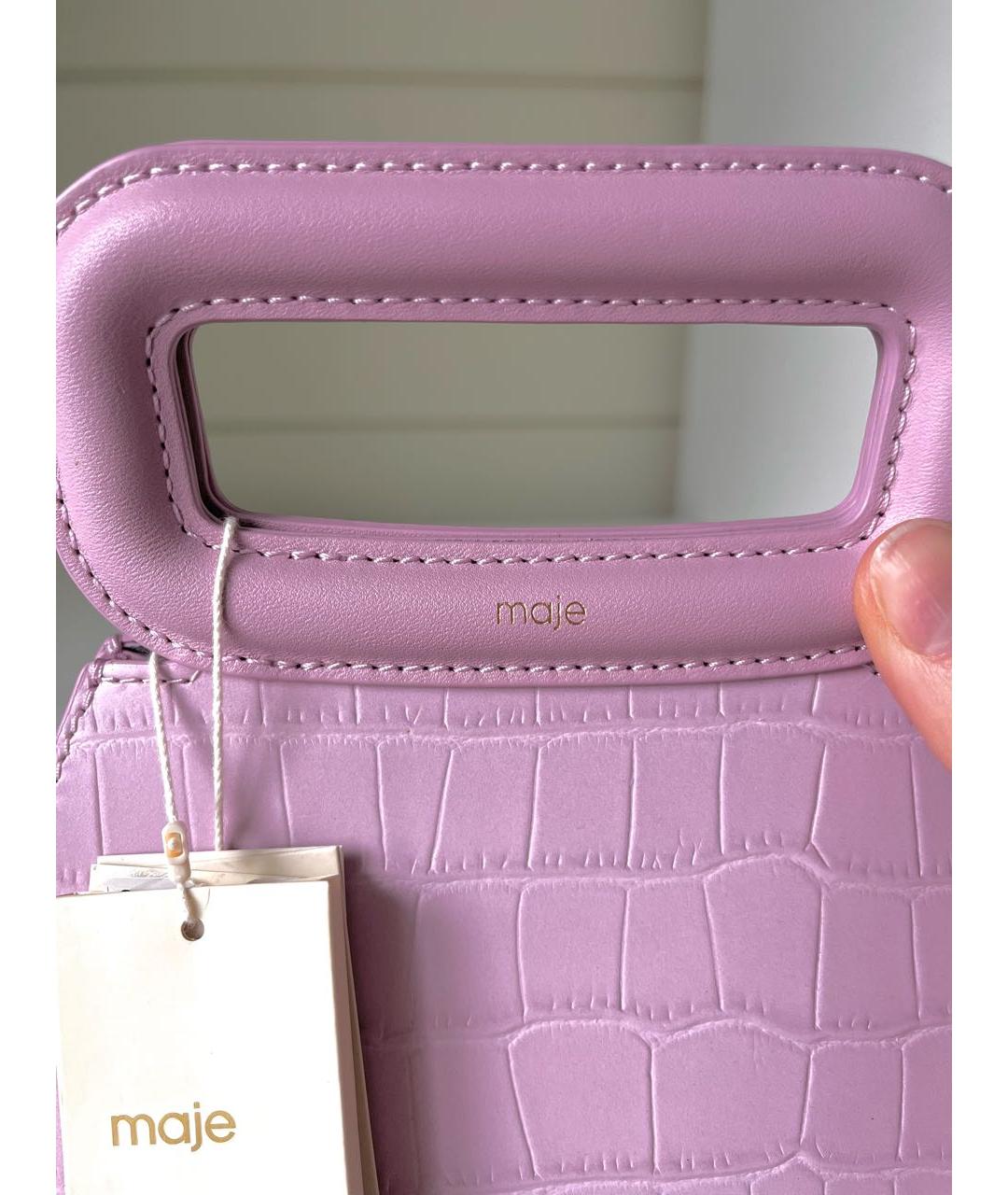 MAJE Розовая кожаная сумка с короткими ручками, фото 3