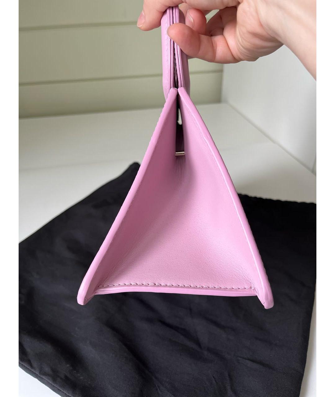 MAJE Розовая кожаная сумка с короткими ручками, фото 4
