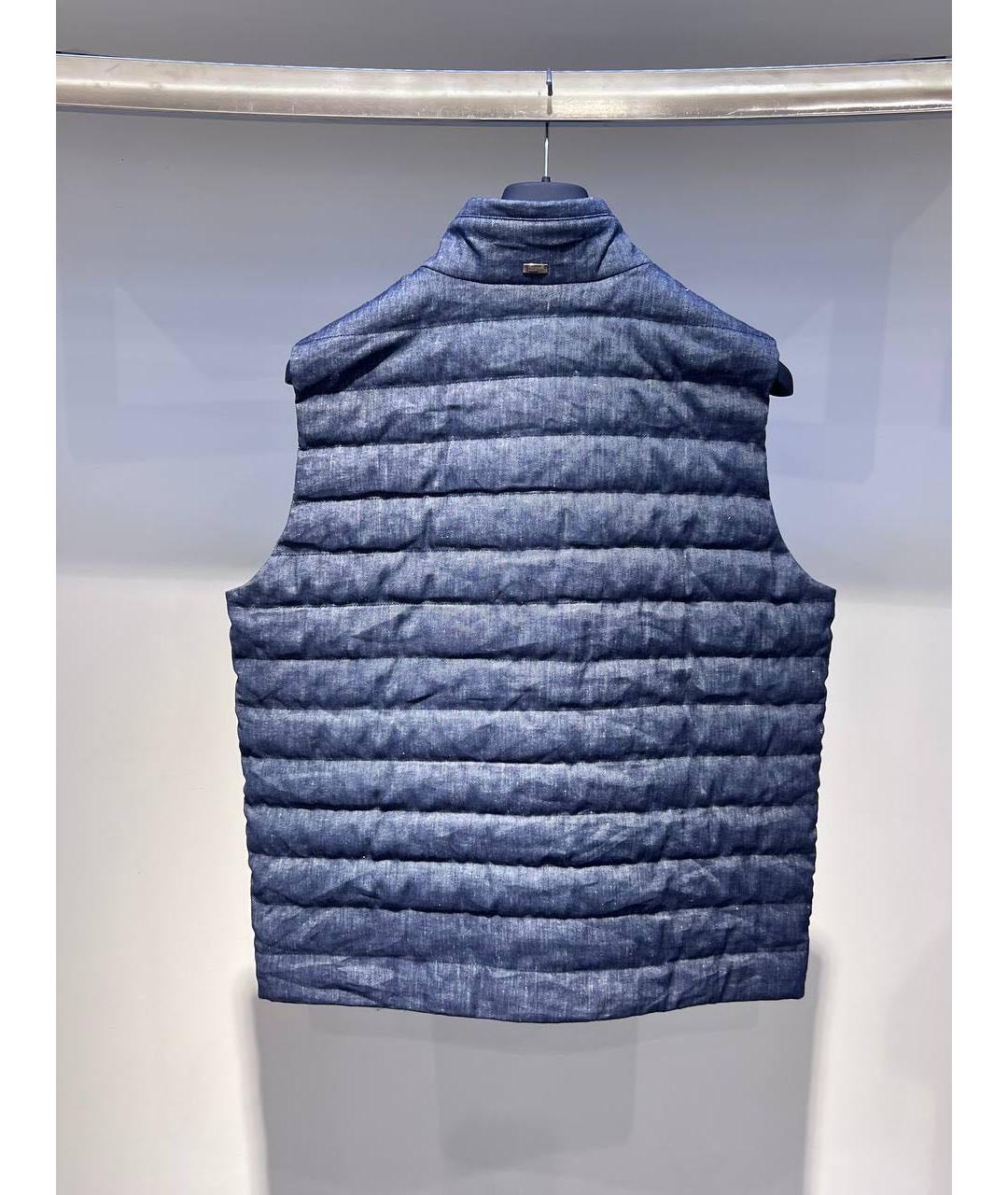 HERNO Темно-синий льняной жилет, фото 2