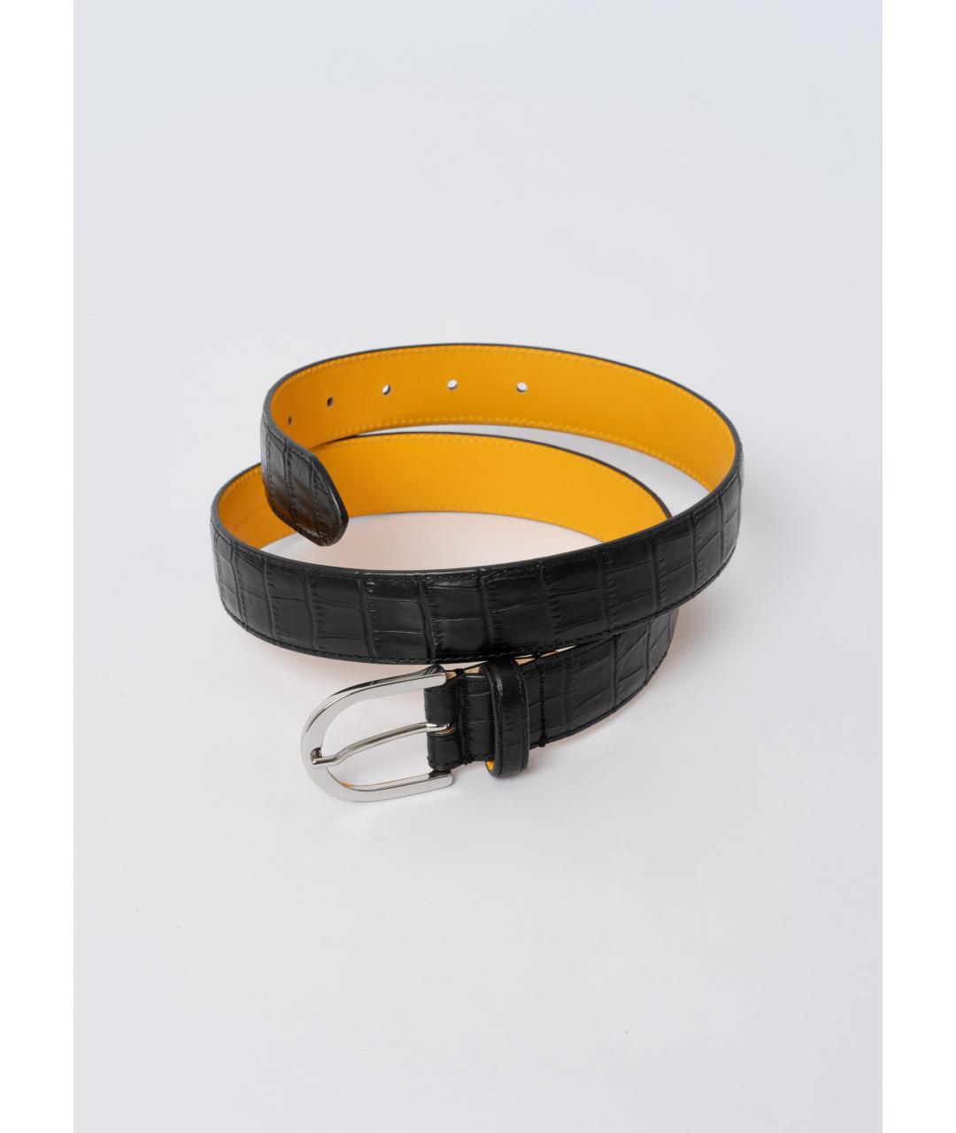 DOUCAL'S Черный кожаный ремень, фото 2