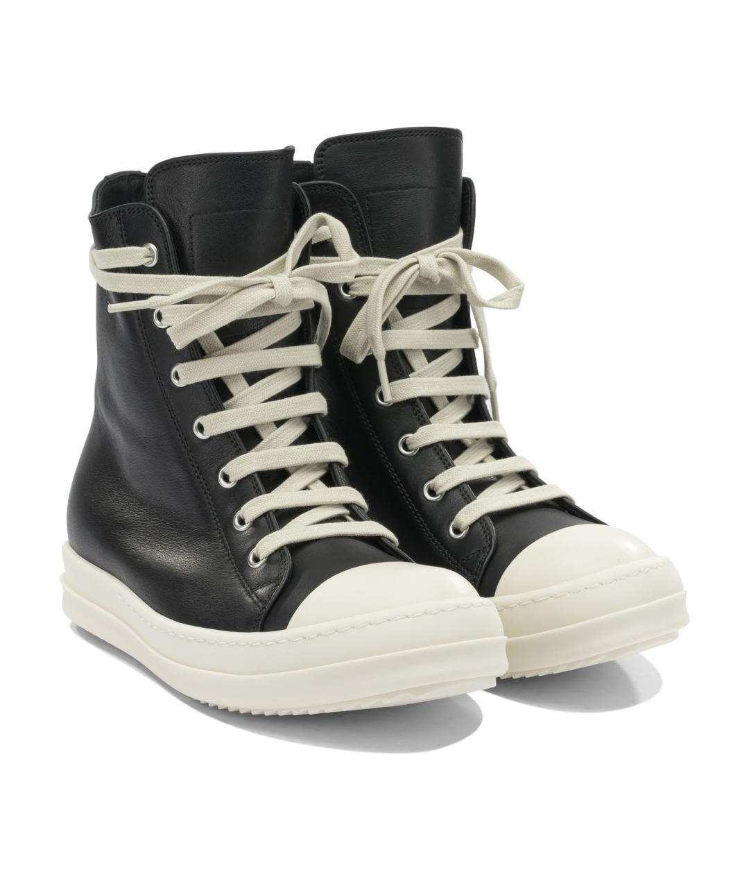 RICK OWENS Черные кожаные кеды, фото 2