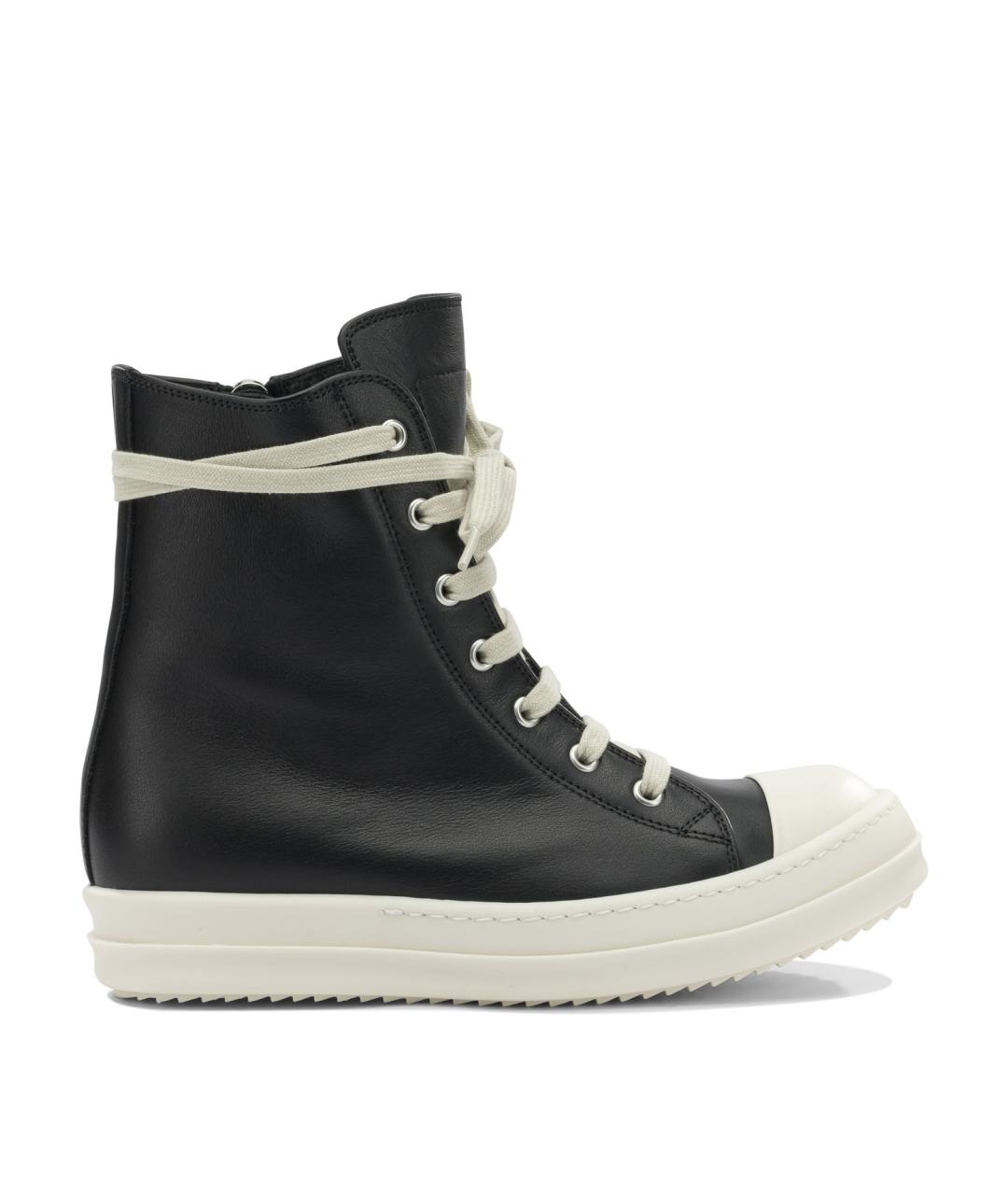 RICK OWENS Черные кожаные кеды, фото 1