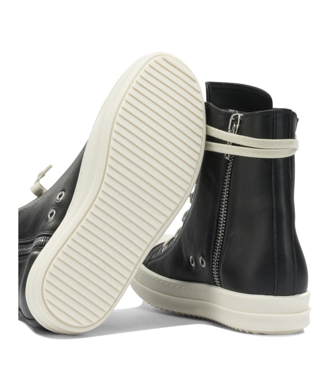 RICK OWENS Черные кожаные кеды, фото 5