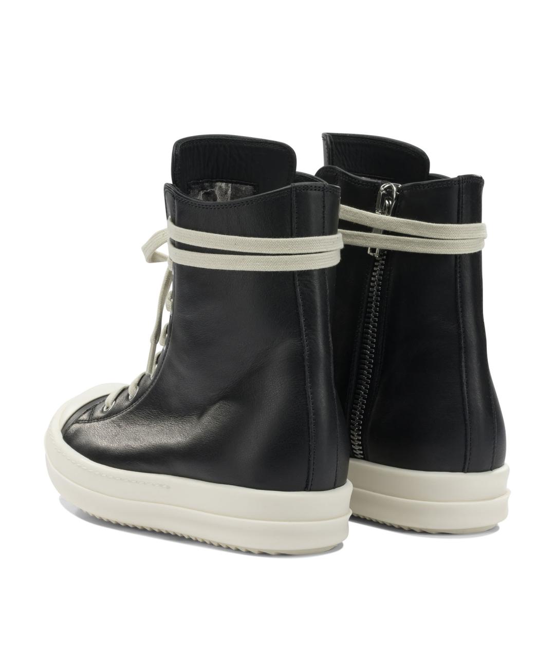 RICK OWENS Черные кожаные кеды, фото 4