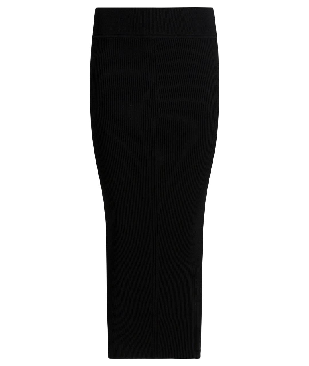 RICK OWENS Черная вискозная юбка миди, фото 2