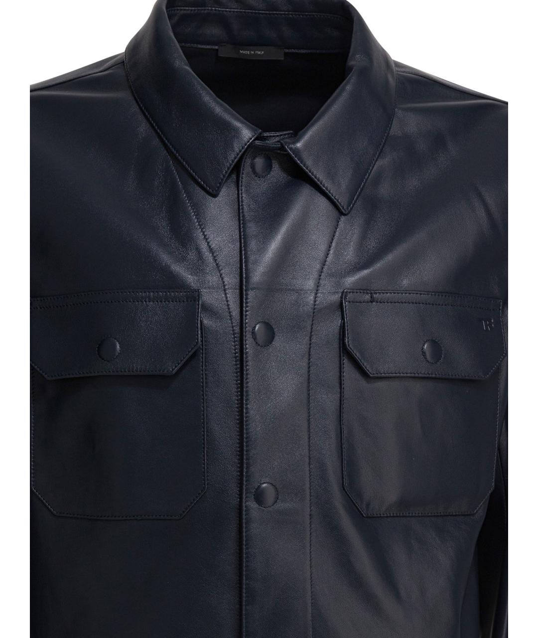 TOM FORD Темно-синяя кожаная куртка, фото 3