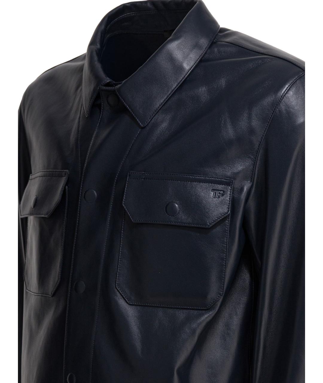 TOM FORD Темно-синяя кожаная куртка, фото 4
