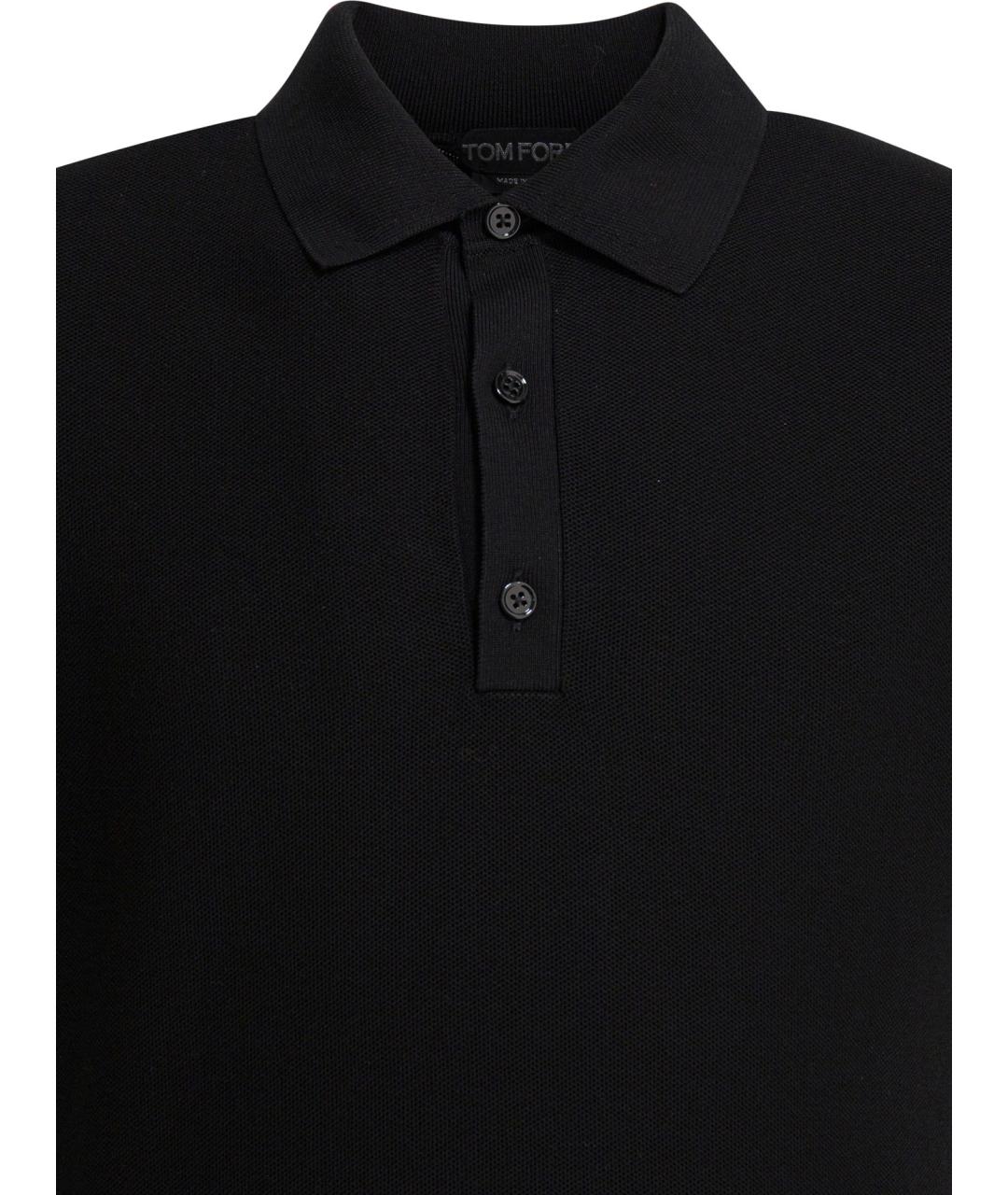 TOM FORD Черное хлопковое поло с коротким рукавом, фото 3