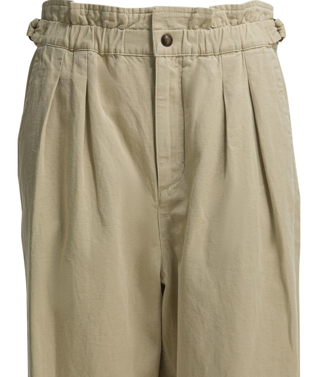 ISABEL MARANT ETOILE Бежевые хлопковые прямые брюки, фото 3