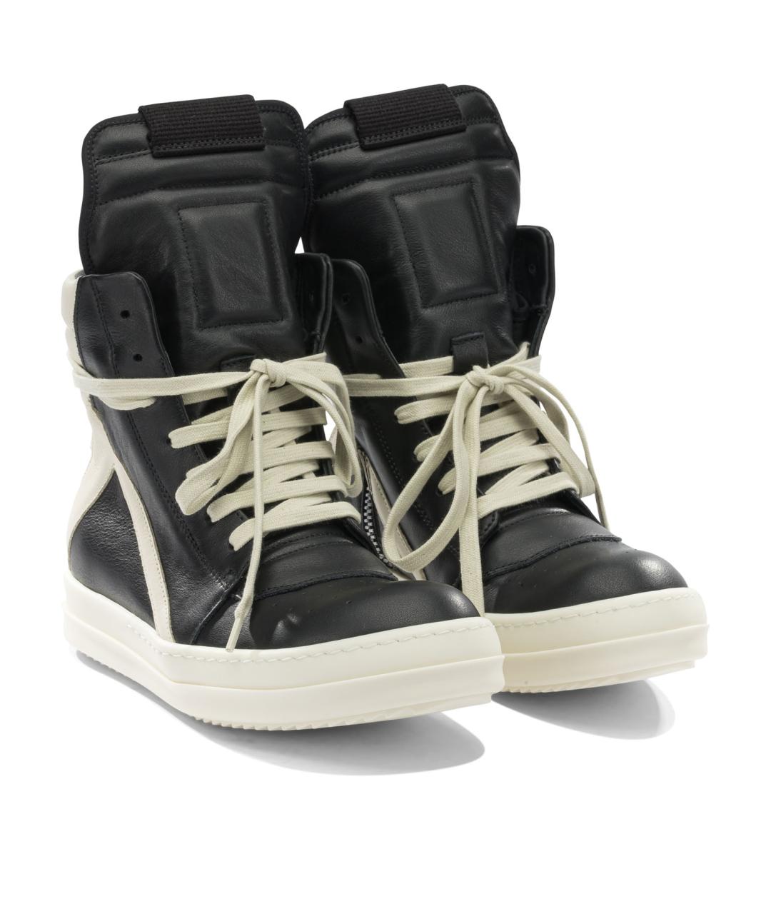 RICK OWENS Черные кожаные кеды, фото 2