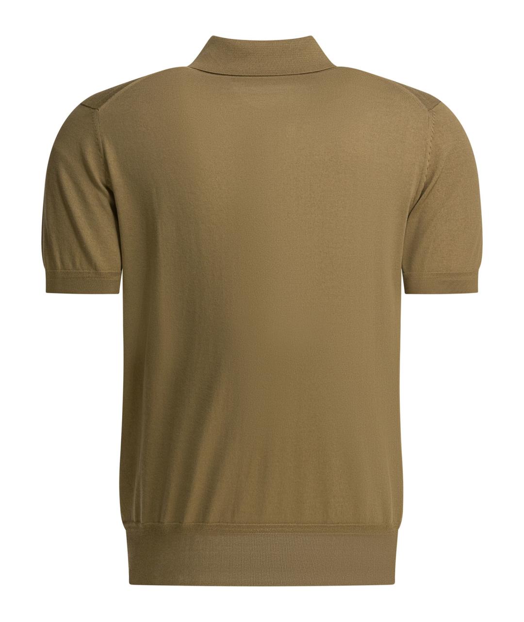 TOM FORD Коричневое хлопковое поло с коротким рукавом, фото 2